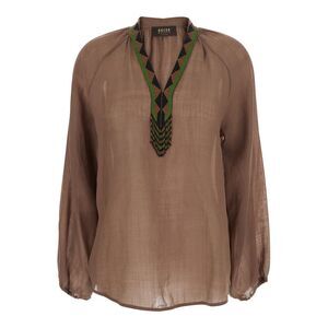 Bazar Deluxe Women Brown Shirt With V-Neck In Cotton Women